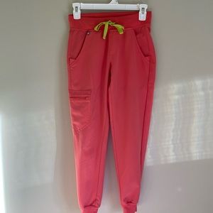 Figs Hot Coral Scrubs Set